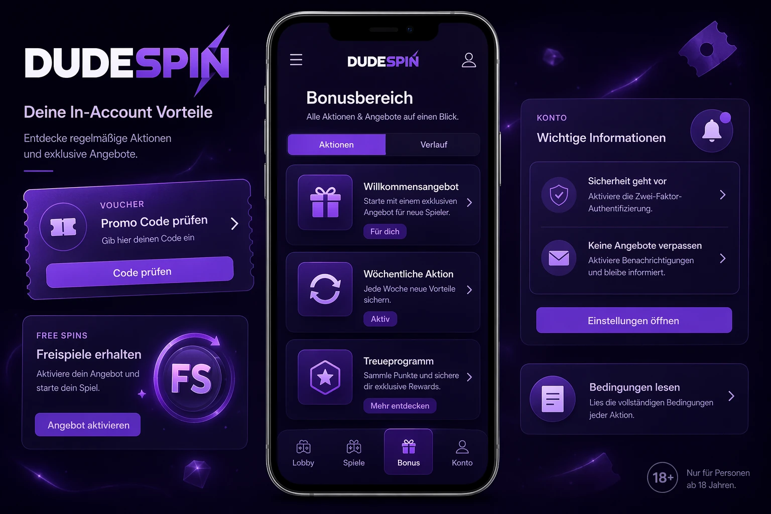 Mobile Boni und Aktionen in der Dudespin Casino App