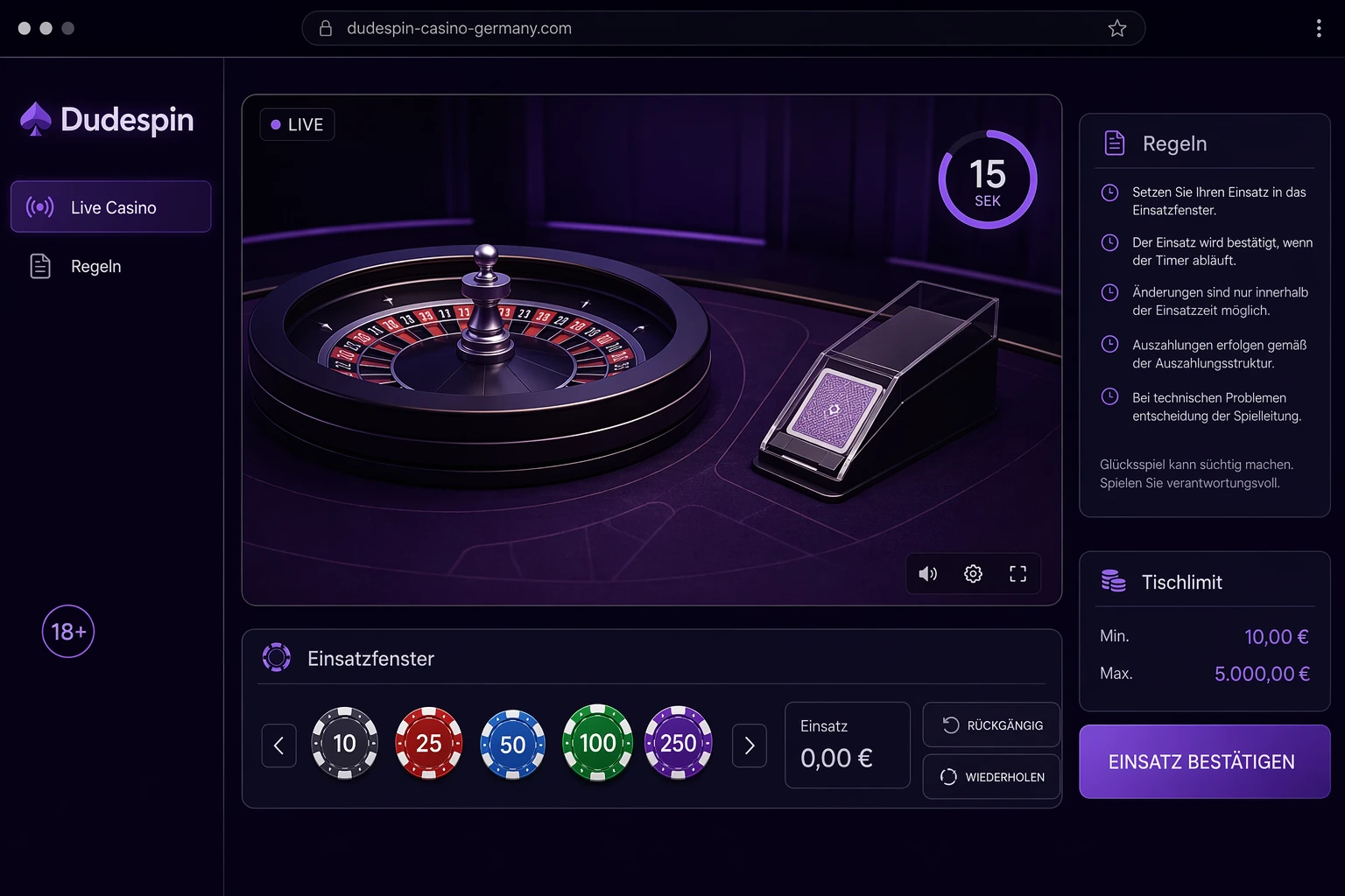 Live Casino Erlebnis bei Dudespin richtig einordnen
