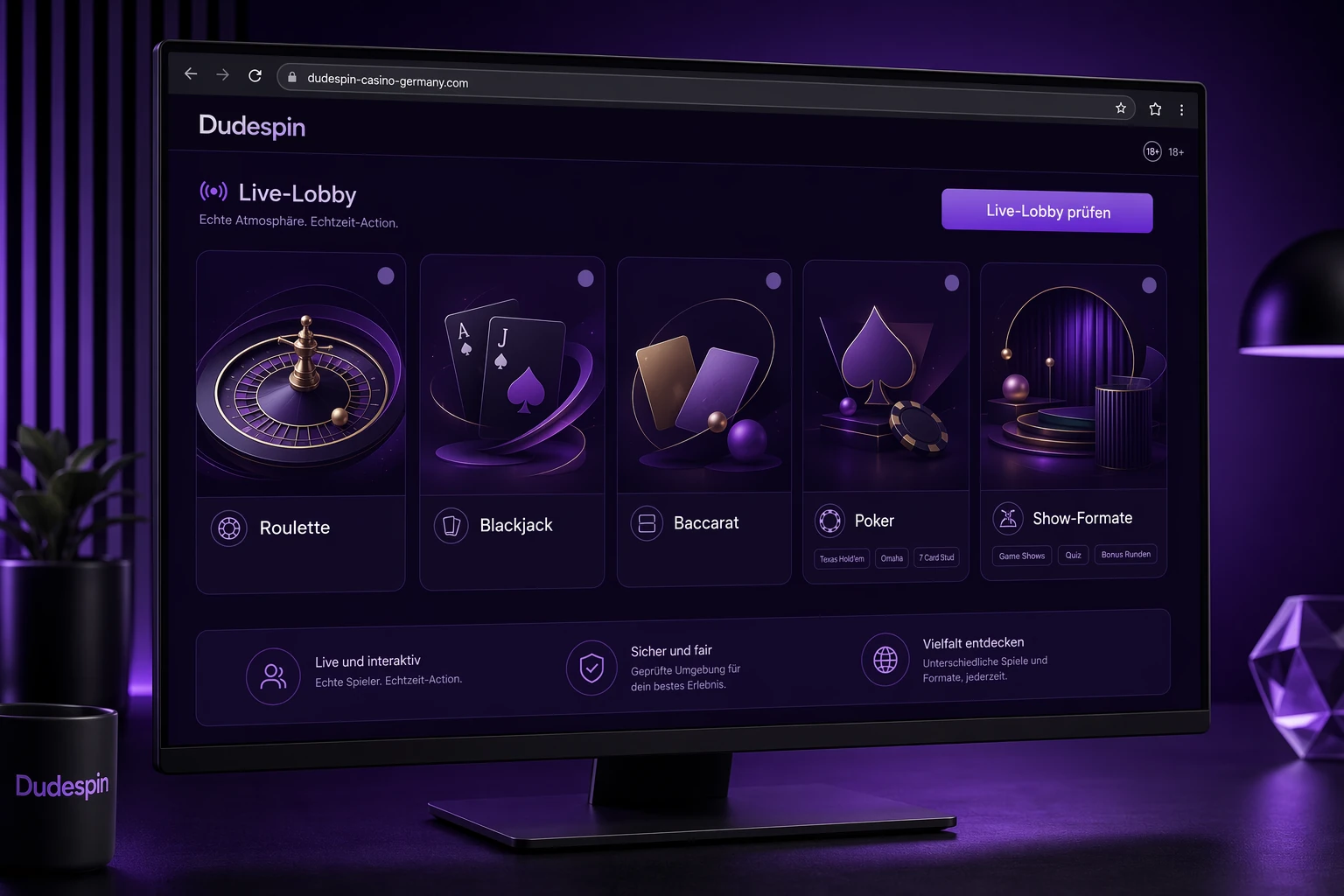 Auswahl an Dealer-Spielen und Live-Formaten