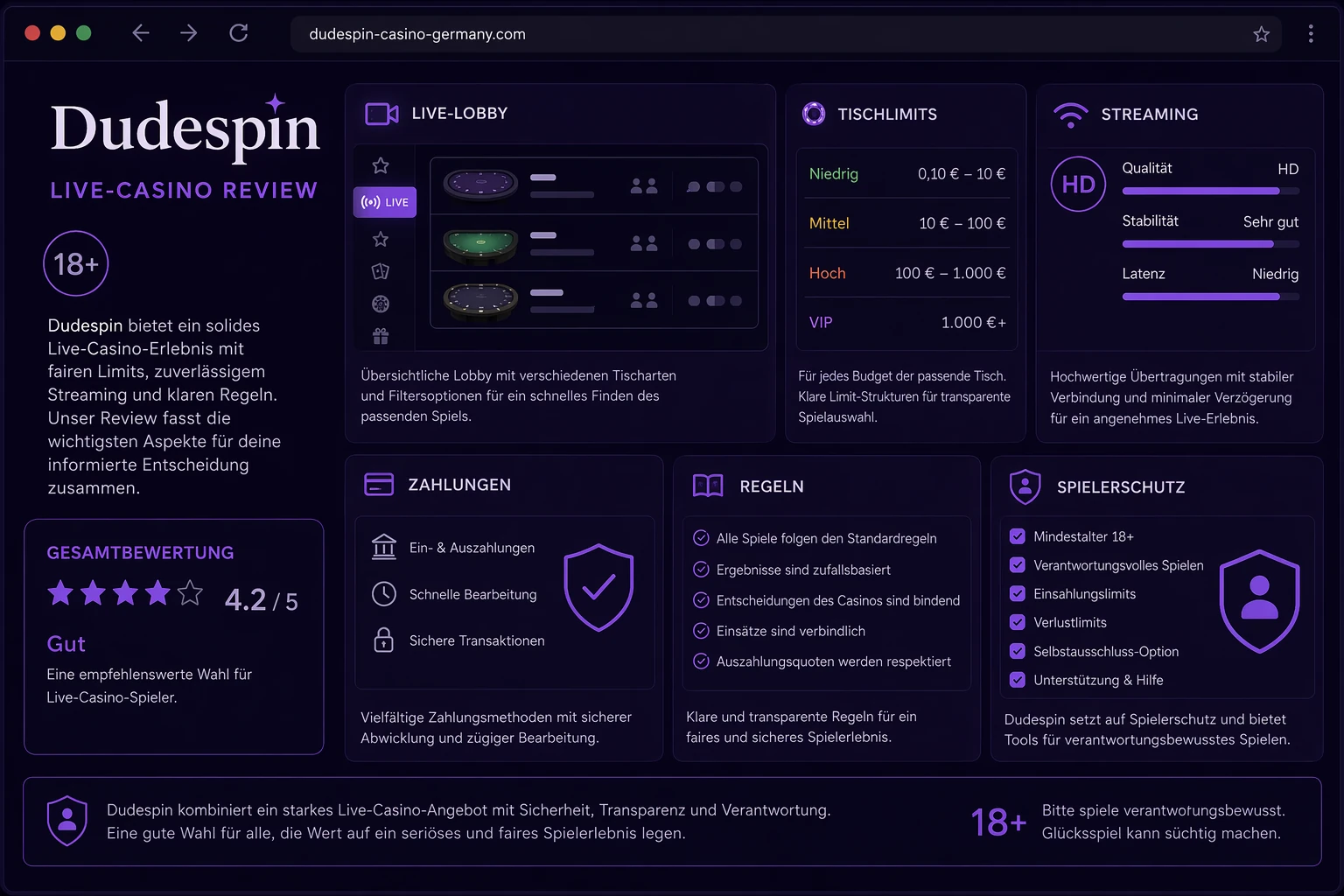 Abschließender Blick auf Dudespin Live Casino