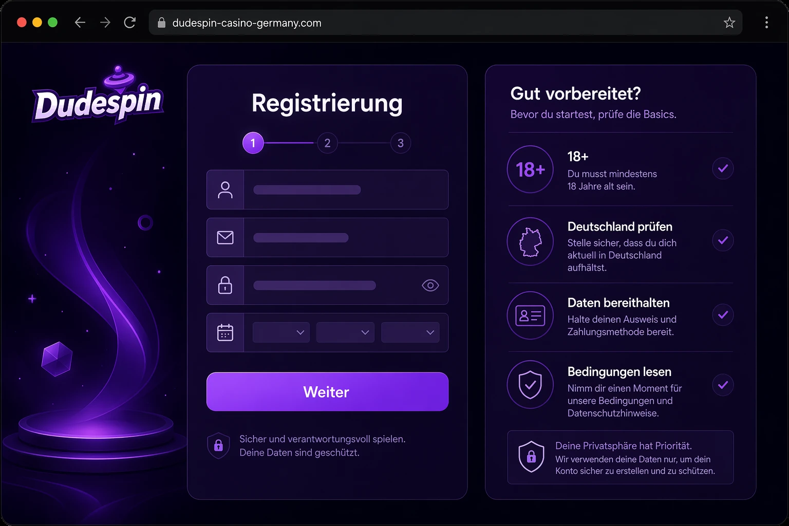 Kontoerstellung bei Dudespin: warum der Start gut vorbereitet sein sollte